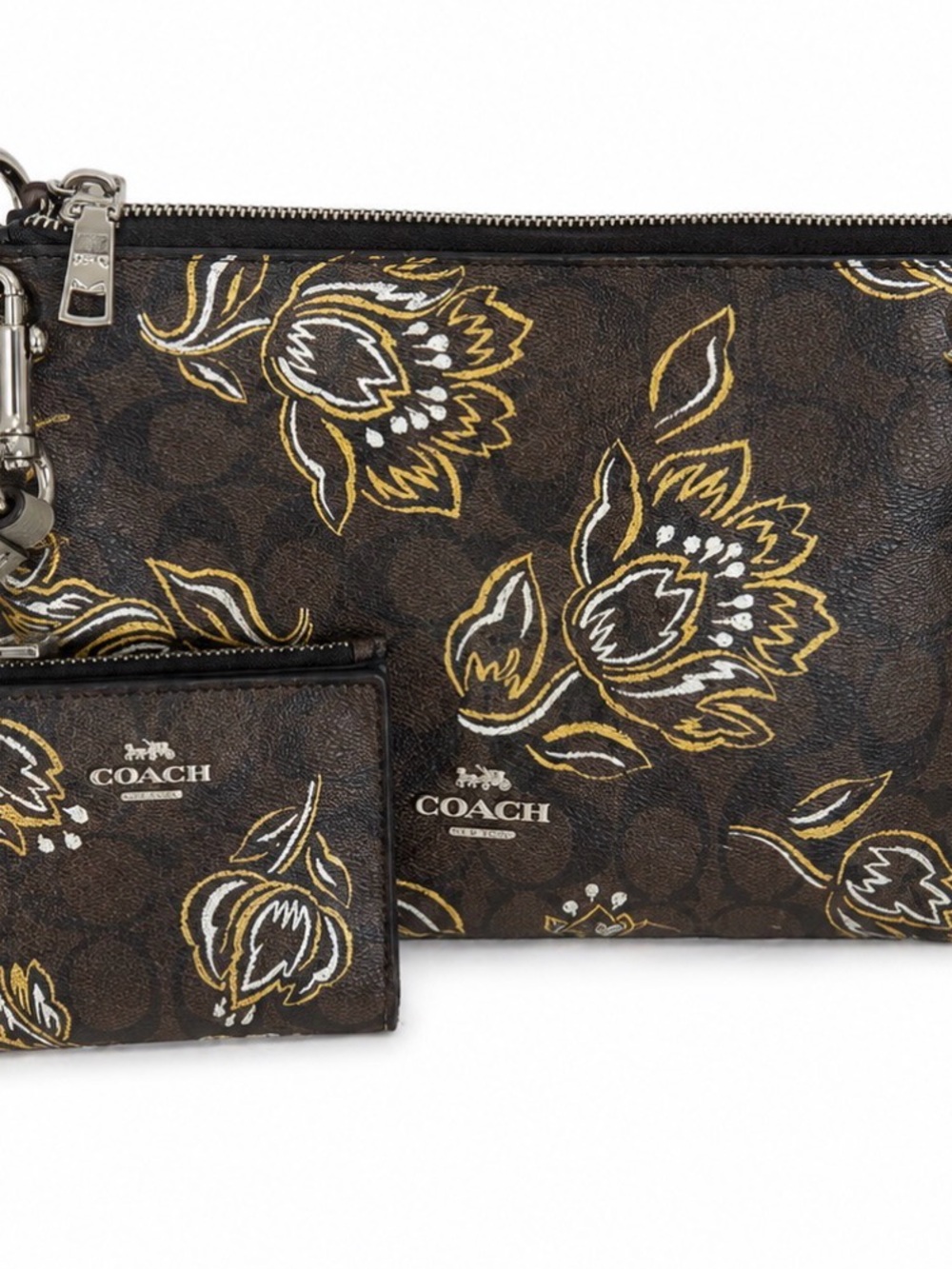 COACH Mia Crossbody & Wallet Set in Tulip Print Brown Signature